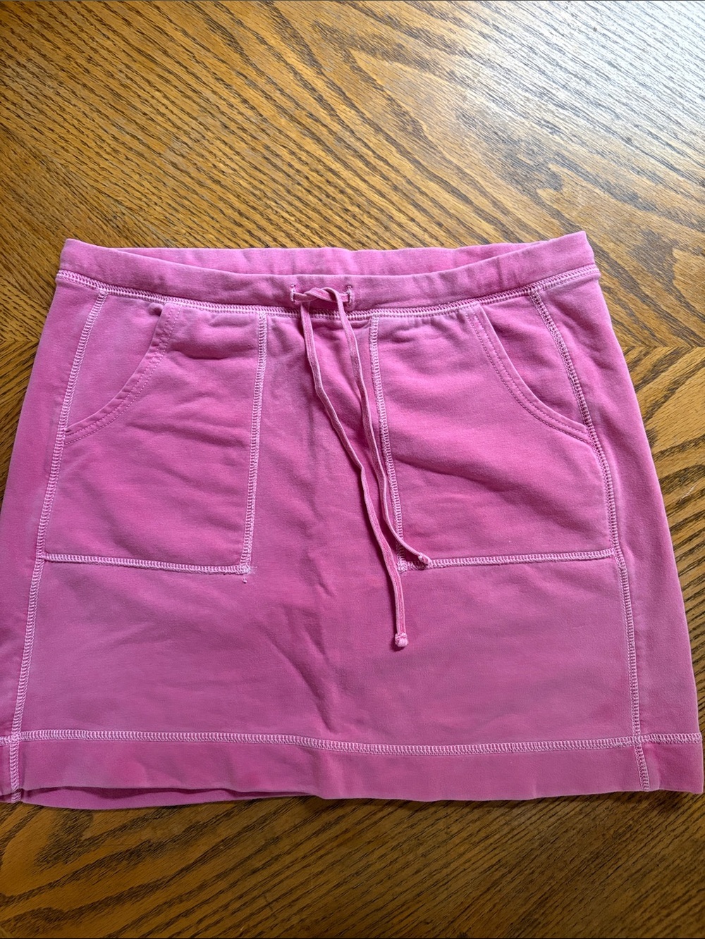 Y2K Vintage GAP French Terry Pink Drawstring Patch-Pocket Mini Skirt Size Small